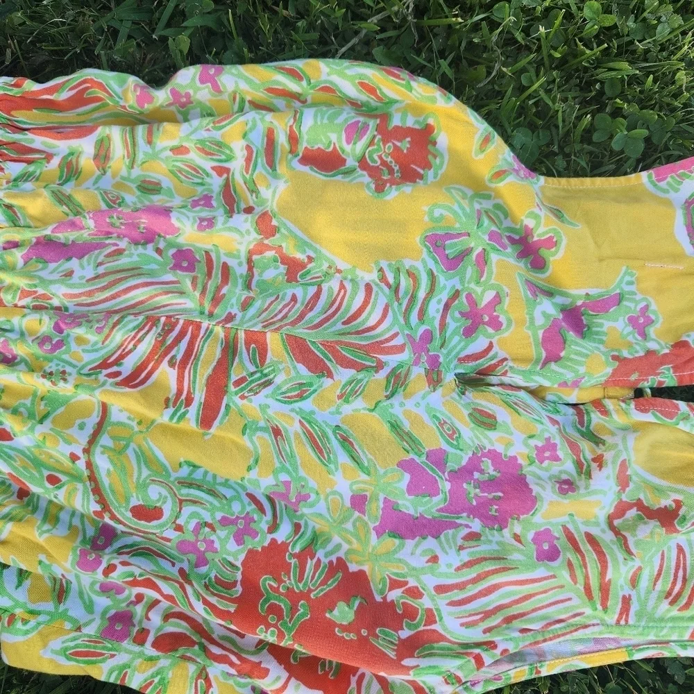 Lilly Pullitzer SUMMER ROMPER WITH POCKETS Size SMALL pink Orange White Green - Picture 4 of 11